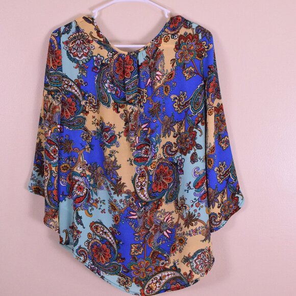Spense Women's Paisley Open Bell Sleeve Oversized Multicolor Blouse Top - Size L - Picture 7 of 9